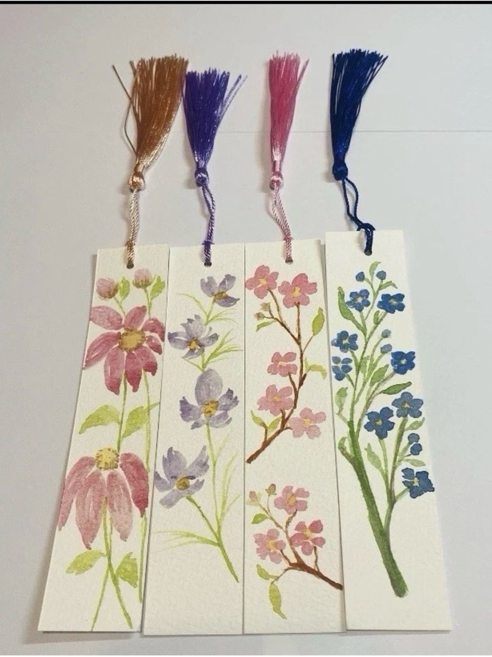 Hand-Painted Floral Watercolor Bookmark Set - Lot 4 Size 1.25x5.5 inches